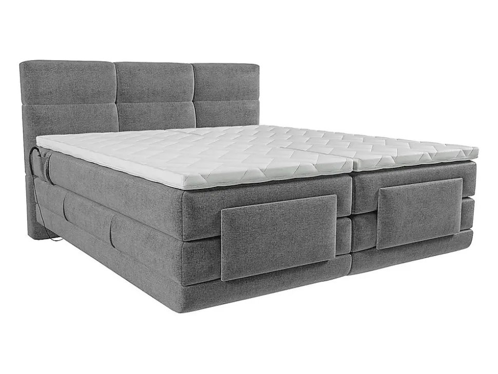 Ensemble complet boxspring tête de lit capitonnée + sommiers relaxation électrique + matelas + surmatelas - 2 x 90 x 200 cm -