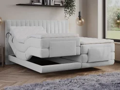 Ensemble complet boxspring tête de lit coutures verticales + sommiers relaxation électrique + matelas + surmatelas - 2 x 80 x 200