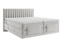 Ensemble complet boxspring tête de lit coutures verticales + sommiers relaxation électrique + matelas + surmatelas - 2 x 80 x 200