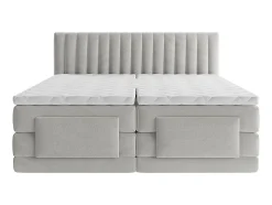 Ensemble complet boxspring tête de lit coutures verticales + sommiers relaxation électrique + matelas + surmatelas - 2 x 80 x 200