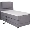 Ensemble complet boxspring tête de lit + sommiers relaxation électrique + matelas + surmatelas - 100 x 200 cm - Tissu - Gris clair
