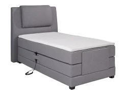 Ensemble complet boxspring tête de lit + sommiers relaxation électrique + matelas + surmatelas - 100 x 200 cm - Tissu - Gris clair