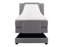 Ensemble complet boxspring tête de lit + sommiers relaxation électrique + matelas + surmatelas - 100 x 200 cm - Tissu - Gris clair