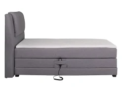 Ensemble complet boxspring tête de lit + sommiers relaxation électrique + matelas + surmatelas - 100 x 200 cm - Tissu - Gris clair