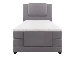 Ensemble complet boxspring tête de lit + sommiers relaxation électrique + matelas + surmatelas - 100 x 200 cm - Tissu - Gris clair