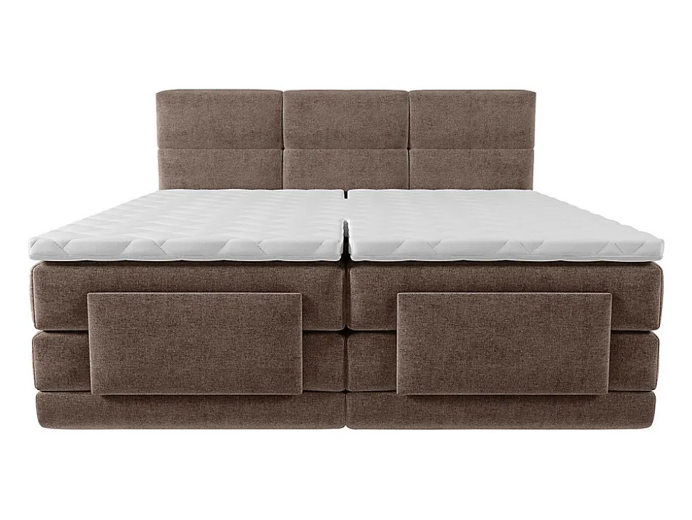 Ensemble complet boxspring tête de lit capitonnée + sommiers relaxation électrique + matelas + surmatelas - 2 x 90 x 200 cm -