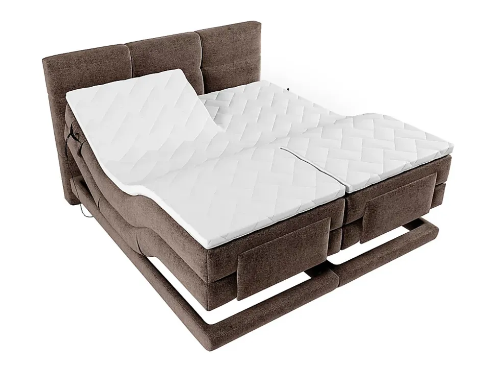 Ensemble complet boxspring tête de lit capitonnée + sommiers relaxation électrique + matelas + surmatelas - 2 x 90 x 200 cm -