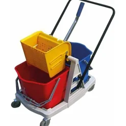 Ensemble complet chariot lavage 2 x 15L + presse + monture a plat + 2 franges + manche