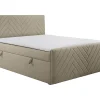 Ensemble complet literie déco tête de lit + sommiers coffre + matelas + surmatelas - 160 x 200 cm - Velours - Taupe - MAKANA de