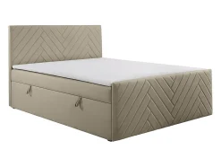 Ensemble complet literie déco tête de lit + sommiers coffre + matelas + surmatelas - 160 x 200 cm - Velours - Taupe - MAKANA de