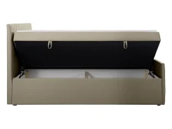 Ensemble complet literie déco tête de lit + sommiers coffre + matelas + surmatelas - 180 x 200 cm - Velours - Taupe - MAKANA de