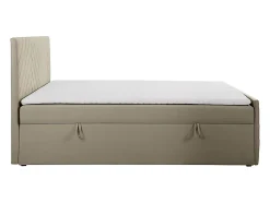 Ensemble complet literie déco tête de lit + sommiers coffre + matelas + surmatelas - 180 x 200 cm - Velours - Taupe - MAKANA de