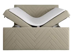 Ensemble complet literie déco tête de lit + sommiers coffre + matelas + surmatelas - 180 x 200 cm - Velours - Taupe - MAKANA de