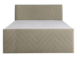 Ensemble complet literie déco tête de lit + sommiers coffre + matelas + surmatelas - 180 x 200 cm - Velours - Taupe - MAKANA de
