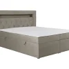 Ensemble complet literie déco tête de lit avec led + sommiers coffre + matelas + surmatelas - 180 x 200 cm - Velours - Taupe -