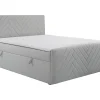 Ensemble complet literie déco tête de lit + sommiers coffre + matelas + surmatelas - 180 x 200 cm - Velours - Gris clair - MAKANA