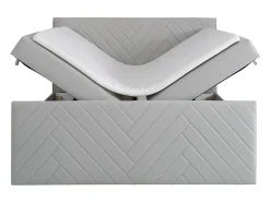 Ensemble complet literie déco tête de lit + sommiers coffre + matelas + surmatelas - 180 x 200 cm - Velours - Gris clair - MAKANA