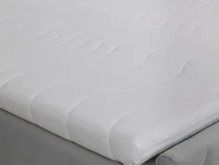 Ensemble complet literie déco tête de lit + sommiers coffre + matelas + surmatelas - 180 x 200 cm - Velours - Gris clair - MAKANA