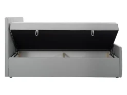 Ensemble complet literie déco tête de lit + sommiers coffre + matelas + surmatelas - 160 x 200 cm - Velours - Gris clair - MAKANA