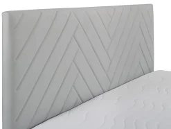 Ensemble complet literie déco tête de lit + sommiers coffre + matelas + surmatelas - 160 x 200 cm - Velours - Gris clair - MAKANA