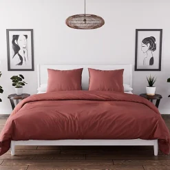 Ensemble couette et parure 7 Pièces BOHEME brique pour lit en 140x190 cm, par Soleil d'ocre