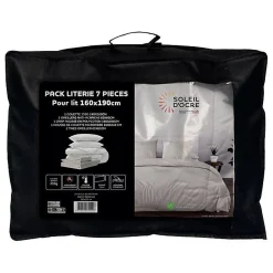 Ensemble couette et parure 7 Pièces BOHEME lin pour lit en 160x200 cm, par Soleil d'ocre