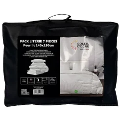 Ensemble couette et parure 7 Pièces BOHEME blanc pour lit en 140x190 cm, par Soleil d'ocre