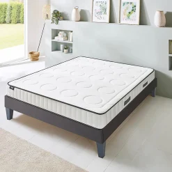 Ensemble Cristal 140x190 cm Matelas Mousse + Sommier Bois