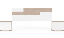 Ensemble de chambre à coucher adulte coloris effet bois / blanc ( Armoire + 2 chevets et tête de lit )