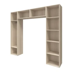 Ensemble de colonnes et caissons suspendus effet chêne avec miroir GoodHome Atomia H. 225 x L. 250 x P. 47 cm