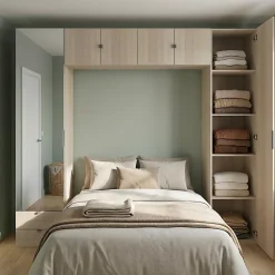 Ensemble de colonnes et caissons suspendus effet chêne avec miroir GoodHome Atomia H. 225 x L. 250 x P. 47 cm