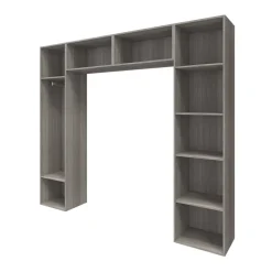 Ensemble de colonnes et caissons suspendus effet chêne grisé avec miroir GoodHome Atomia H. 225 x L. 250 x P. 47 cm