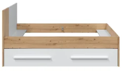 Ensemble de lit avec tête de lit et deux tiroirs en mélamine coloris blanc - Longueur 196 x Profondeur 97 x Hauteur 77 cm