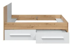 Ensemble de lit avec tête de lit et deux tiroirs en mélamine coloris blanc - Longueur 196 x Profondeur 97 x Hauteur 77 cm