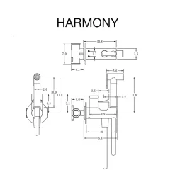Ensemble douchette hygiénique WC SKY BATH or brossé PVD Inox S304 série HARMONY