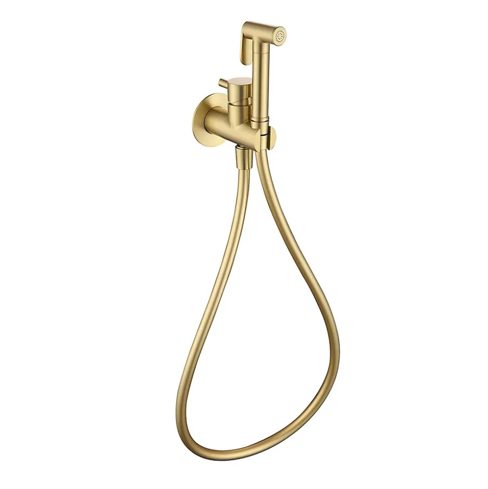 Ensemble douchette hygiénique WC SKY BATH or brossé PVD Inox S304 série HARMONY