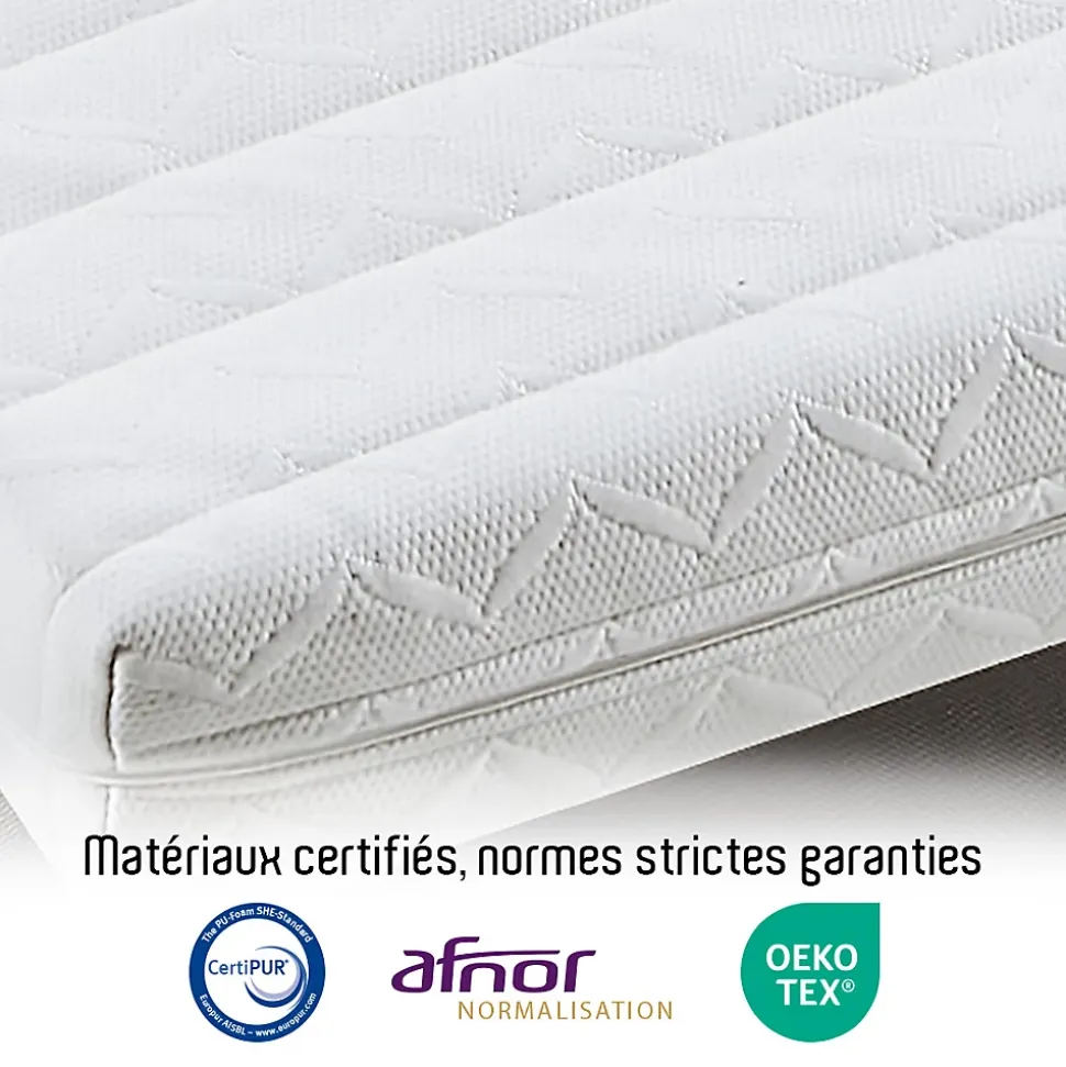 Ensemble Egio 180x200 cm Matelas Mousse + Sommier Bois