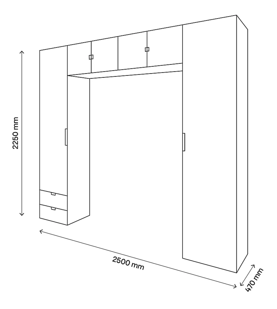 Ensemble en arche colonnes portes battantes et caissons suspendus blancs GoodHome Atomia H. 225 x L. 250 x P. 47 cm