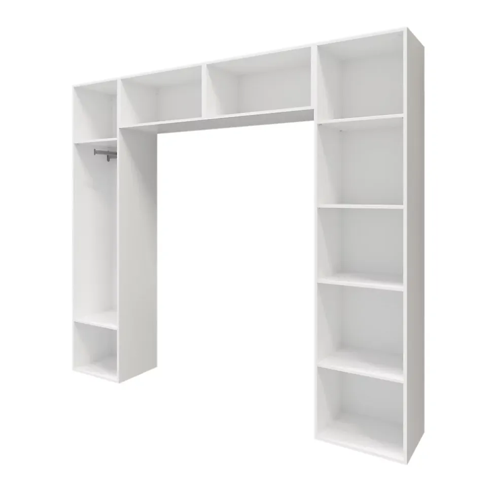Ensemble en arche colonnes portes battantes et caissons suspendus blancs GoodHome Atomia H. 225 x L. 250 x P. 47 cm
