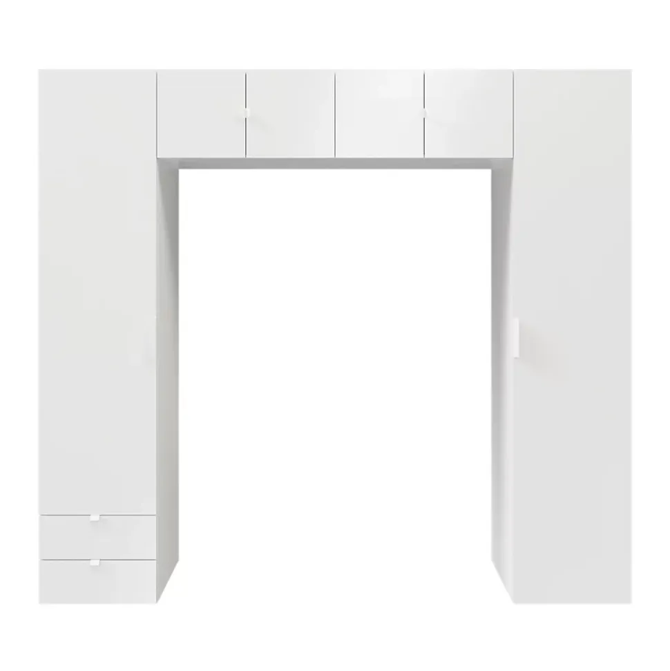 Ensemble en arche colonnes portes battantes et caissons suspendus blancs GoodHome Atomia H. 225 x L. 250 x P. 47 cm