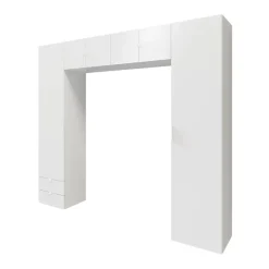 Ensemble en arche colonnes portes battantes et caissons suspendus blancs GoodHome Atomia H. 225 x L. 250 x P. 47 cm