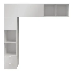 Ensemble en L colonne et caissons suspendus blancs GoodHome Atomia H. 187,5 x L. 187,5 x P. 37 cm