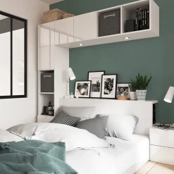 Ensemble en L colonne et caissons suspendus blancs GoodHome Atomia H. 187,5 x L. 187,5 x P. 37 cm