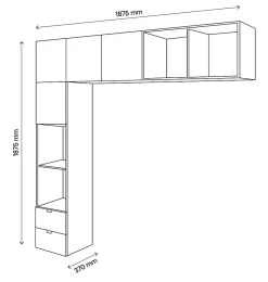 Ensemble en L colonne et caissons suspendus blancs GoodHome Atomia H. 187,5 x L. 187,5 x P. 37 cm