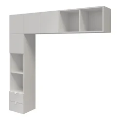 Ensemble en L colonne et caissons suspendus blancs GoodHome Atomia H. 187,5 x L. 187,5 x P. 37 cm