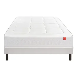 Ensemble Epeda L'INOUBLIABLE + Sommier Confort Medium + Pieds 140x190 Gris souris Ressorts