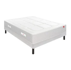 Ensemble Epeda L'INOUBLIABLE + Sommier Confort Medium + Pieds 140x190 Gris souris Ressorts