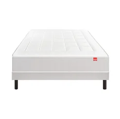 Ensemble Epeda L'ESCAPADE + Sommier Confort Medium + Pieds 140x200 Gris souris Ressorts et mousse à mémoire de forme