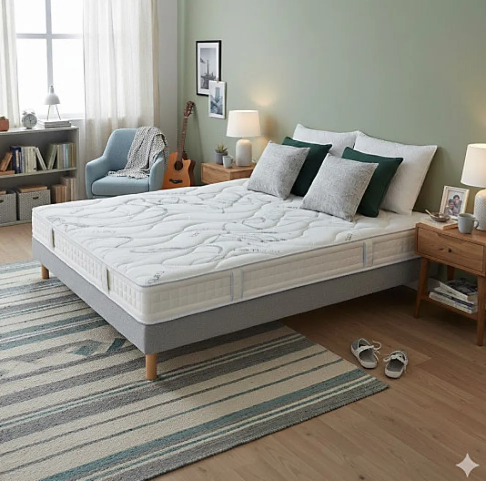 Ensemble Essenzia MORPHOZONE 190 + Sommier Tradition Graphic 13cm + Pieds 160x200 Latex