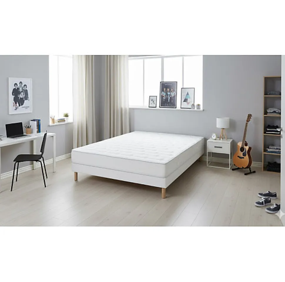 Ensemble Essenzia DELICE TRES FERME + Sommier Tradition Graphic + Pieds 140x190 Mousse